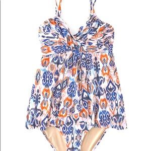 Retro-Ruched Overlay One-Piece Swimsuit